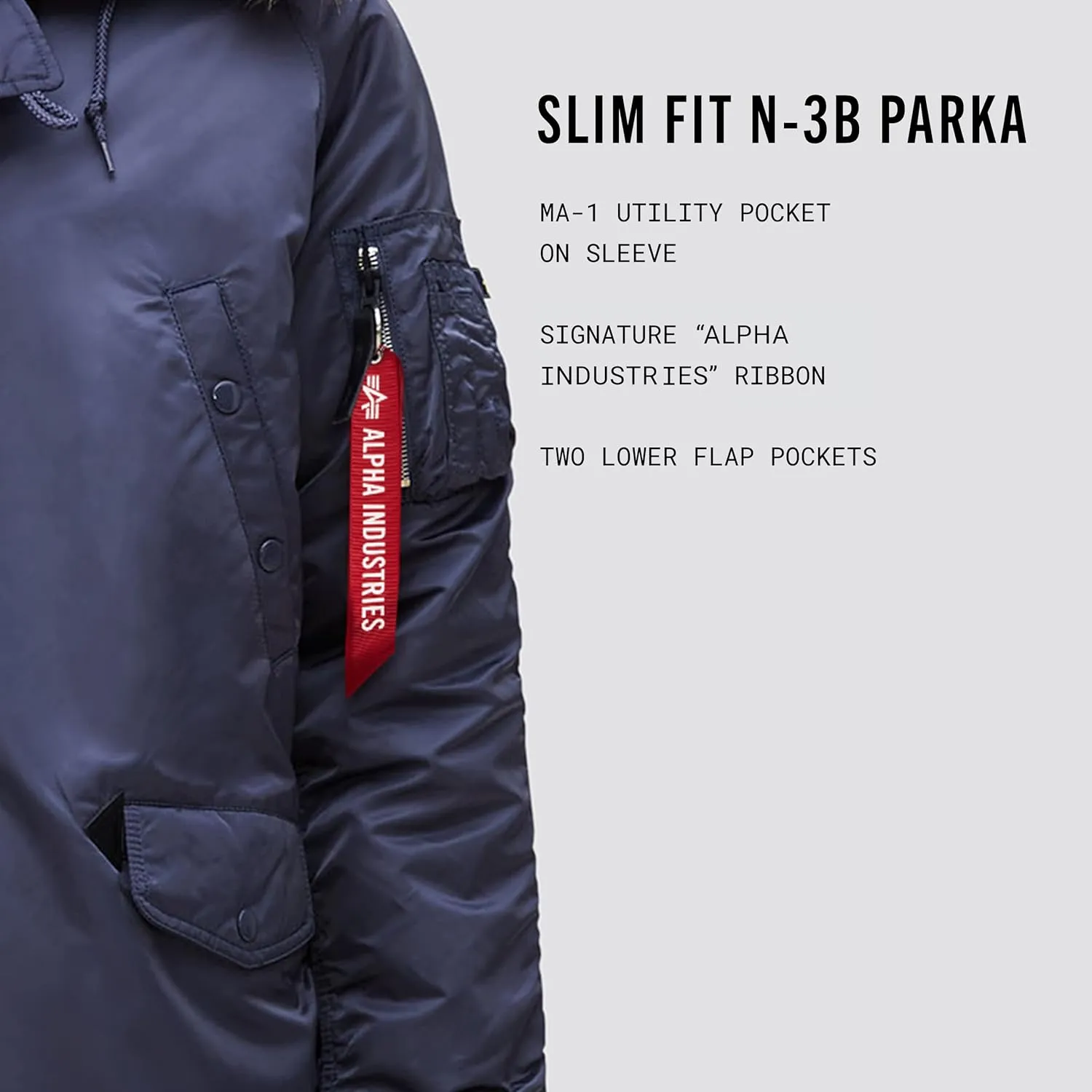 Alpha Industries N-3B Slim Fit Parka - Cold Weather Military Issue Parka