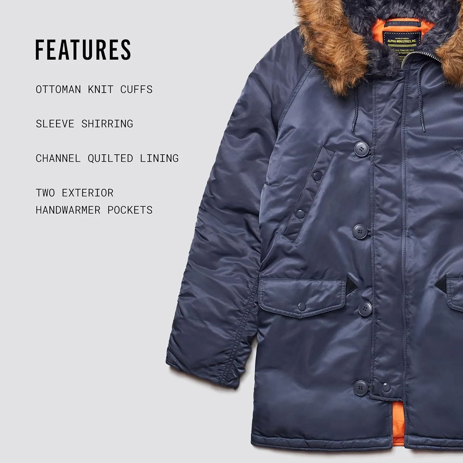 Alpha Industries N-3B Slim Fit Parka - Cold Weather Military Issue Parka
