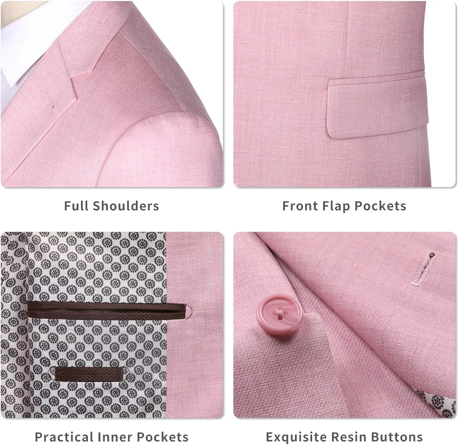 AMY ZHU Men's Sport Coat Classic Fit 2 Button Stretch Blazer Suit Jacket