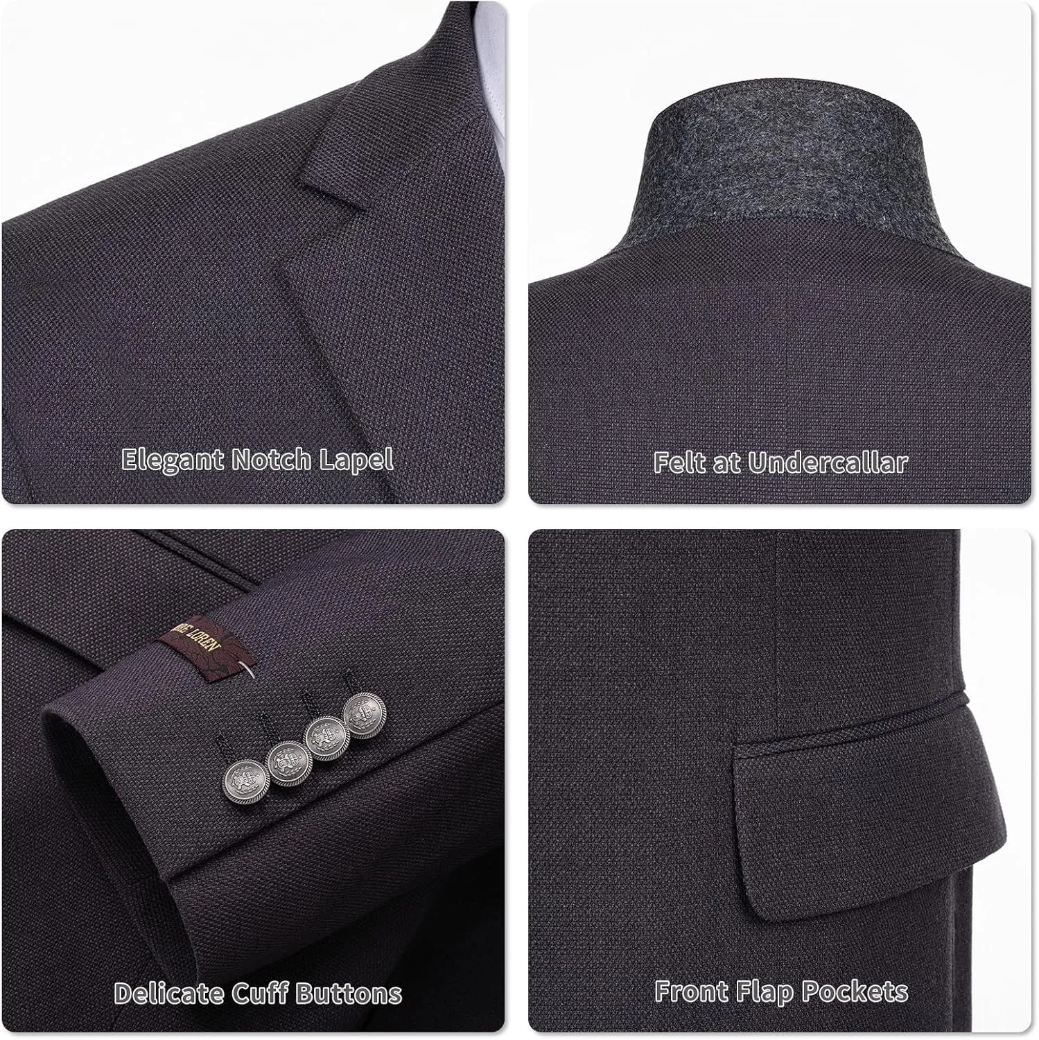 AMY ZHU Men's Sport Coat Classic Fit Stretch Blazer 2 Button Suit Jacket
