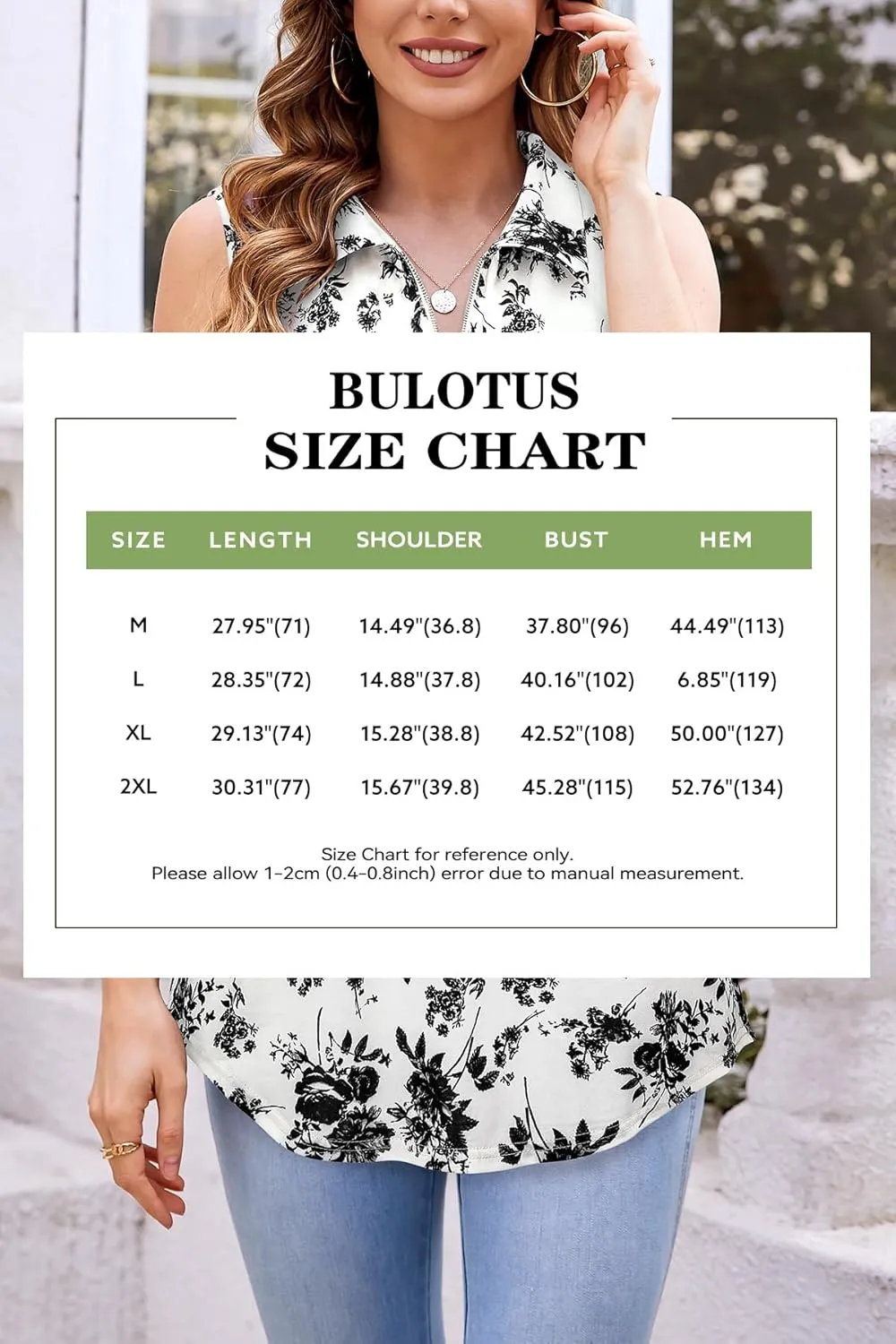 Bulotus Women's Sleeveless Blouses Collared Zip Front V Neck Business Casual Tunic Tank Tops