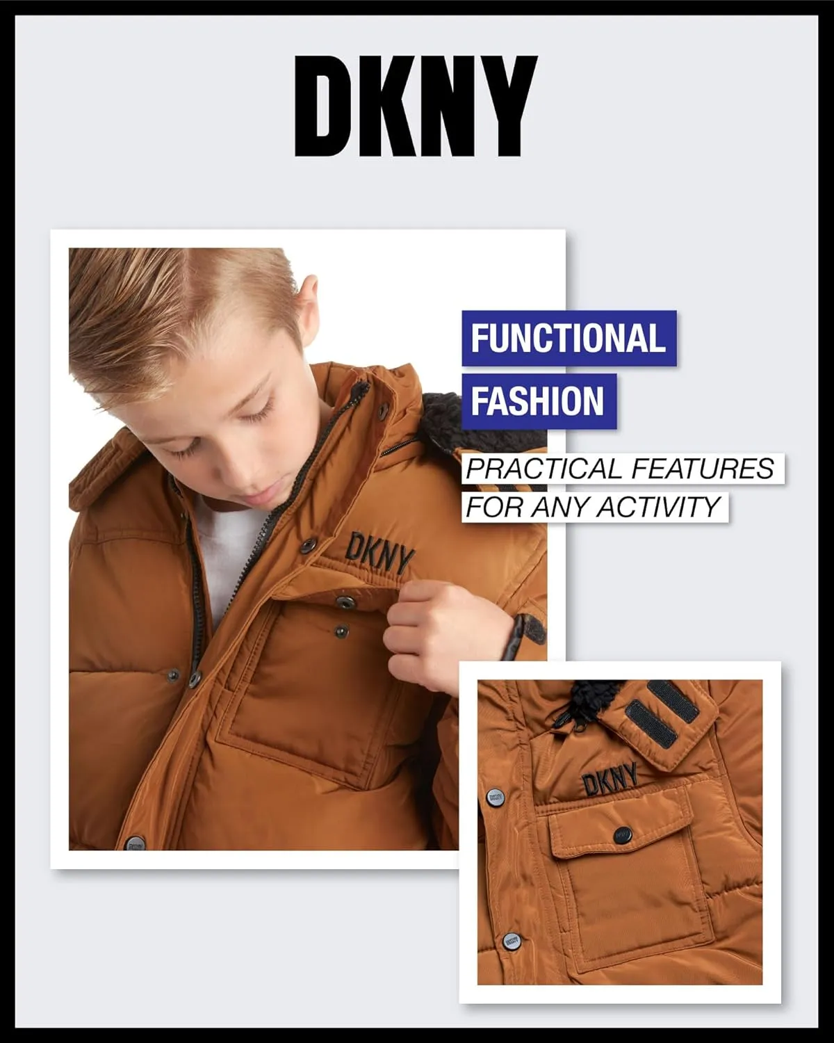 DKNY Boys' Winter Jacket - Insulated Quilted Puffer Parka Coat, Sherpa Lined Hood - Heavyweight Ski Jacket for Boys (4-20)