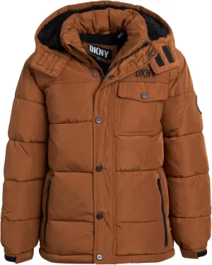DKNY Boys' Winter Jacket - Insulated Quilted Puffer Parka Coat, Sherpa Lined Hood - Heavyweight Ski Jacket for Boys (4-20)