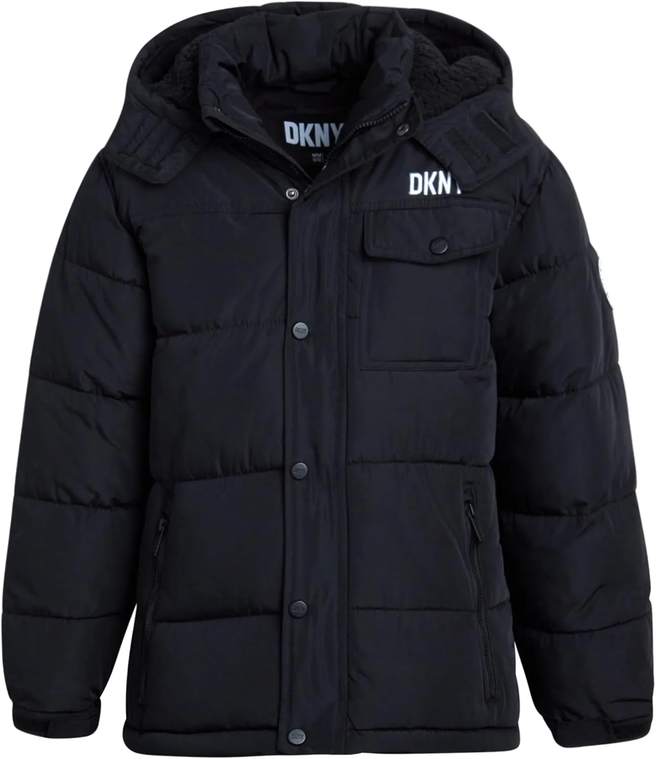 DKNY Boys' Winter Jacket - Insulated Quilted Puffer Parka Coat, Sherpa Lined Hood - Heavyweight Ski Jacket for Boys (4-20)