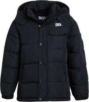 DKNY Boys' Winter Jacket - Insulated Quilted Puffer Parka Coat, Sherpa Lined Hood - Heavyweight Ski Jacket for Boys (4-20)