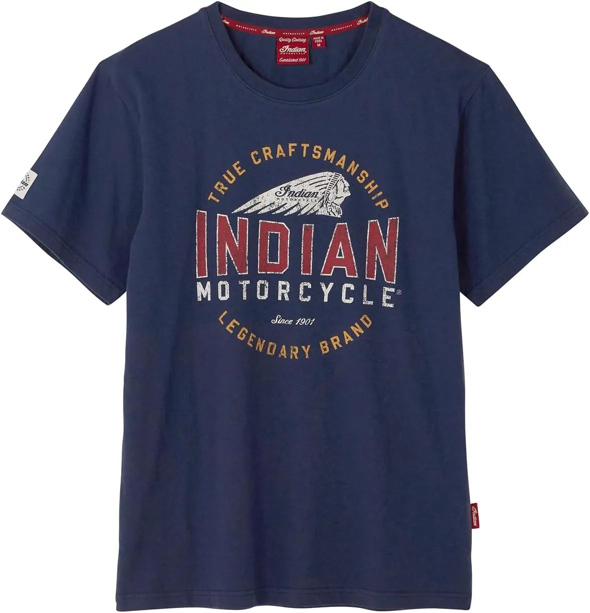 Indian Motorcycle Men's True Craftsmanship Headdress T-Shirt, Navy