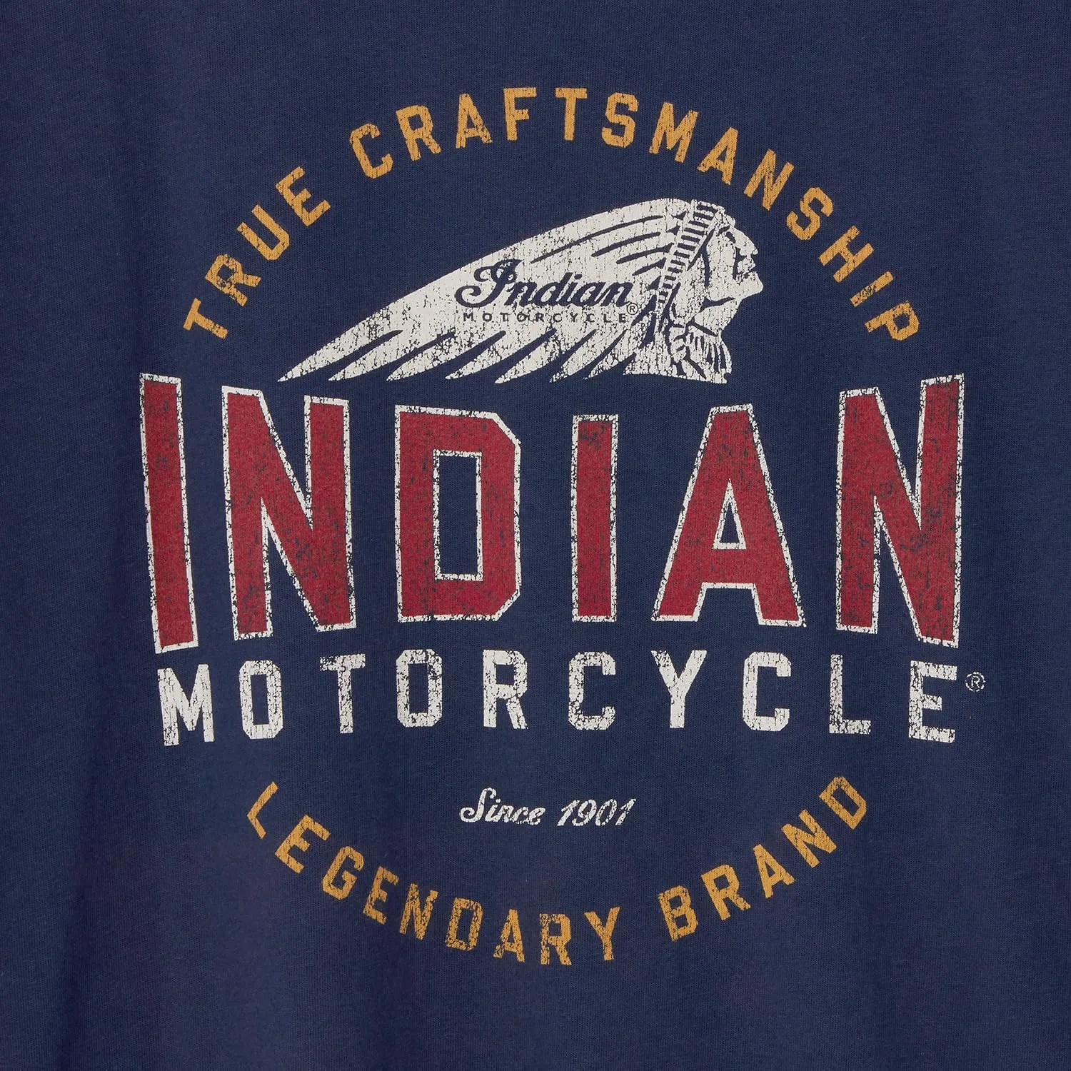 Indian Motorcycle Men's True Craftsmanship Headdress T-Shirt, Navy