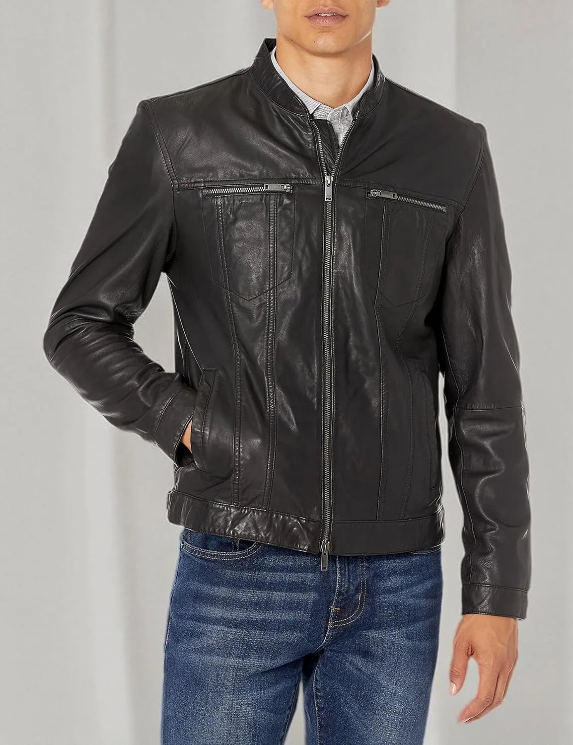 John Varvatos Star USA Men's Brando Leather Jacket