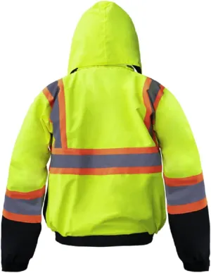 Just In Trend Premium High Visibility Hi Vis Waterproof Fleece lined Jacket/Parka with detachable hood
