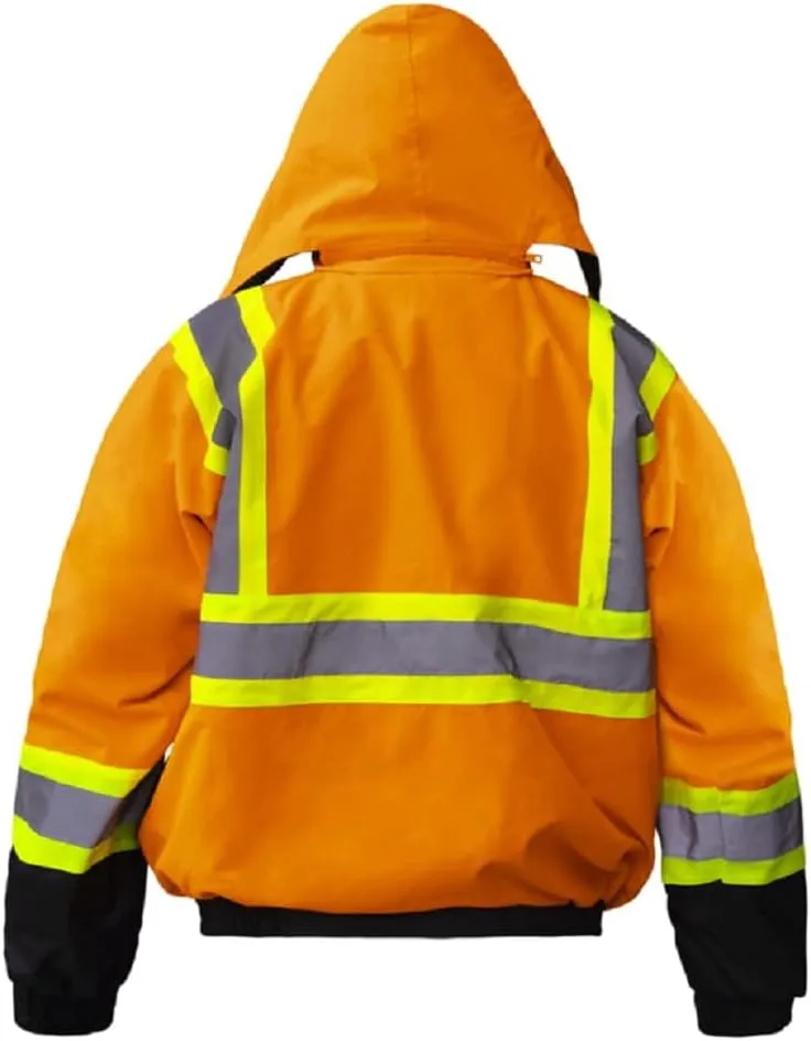 Just In Trend Premium High Visibility Hi Vis Waterproof Fleece lined Jacket/Parka with detachable hood