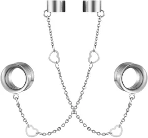 LADEMAYH 2PCS Ear Plugs Tunnels Gauges Earrings, Size 2g - 1 inch Stainless Steel, Clip On, Boho Style