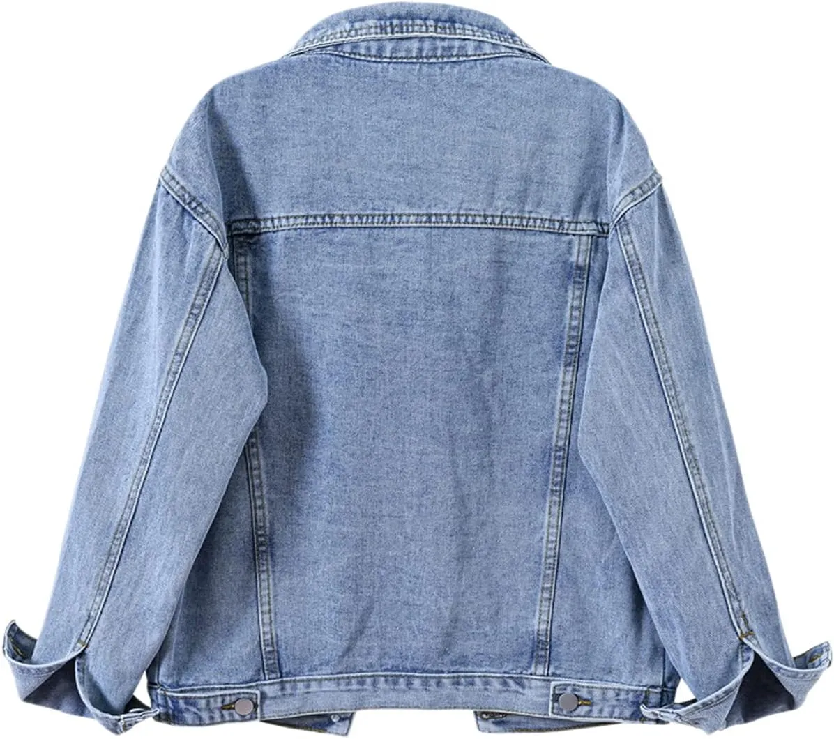 loveimgs Women's Classic Collared Button Down Distressed Oversize Boyfriend Unlined Denim Trucker Shacket Jacket