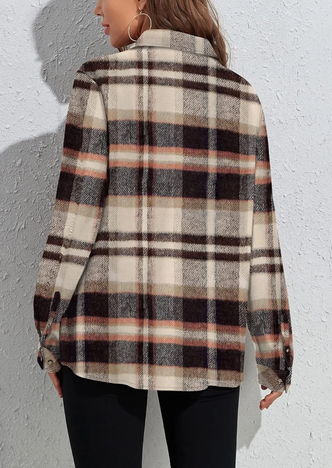 MARZXIN Plaid Flannel Shirt for Women Oversized Long Sleeve Button Down Shirts Casual Loose Blouse Tops