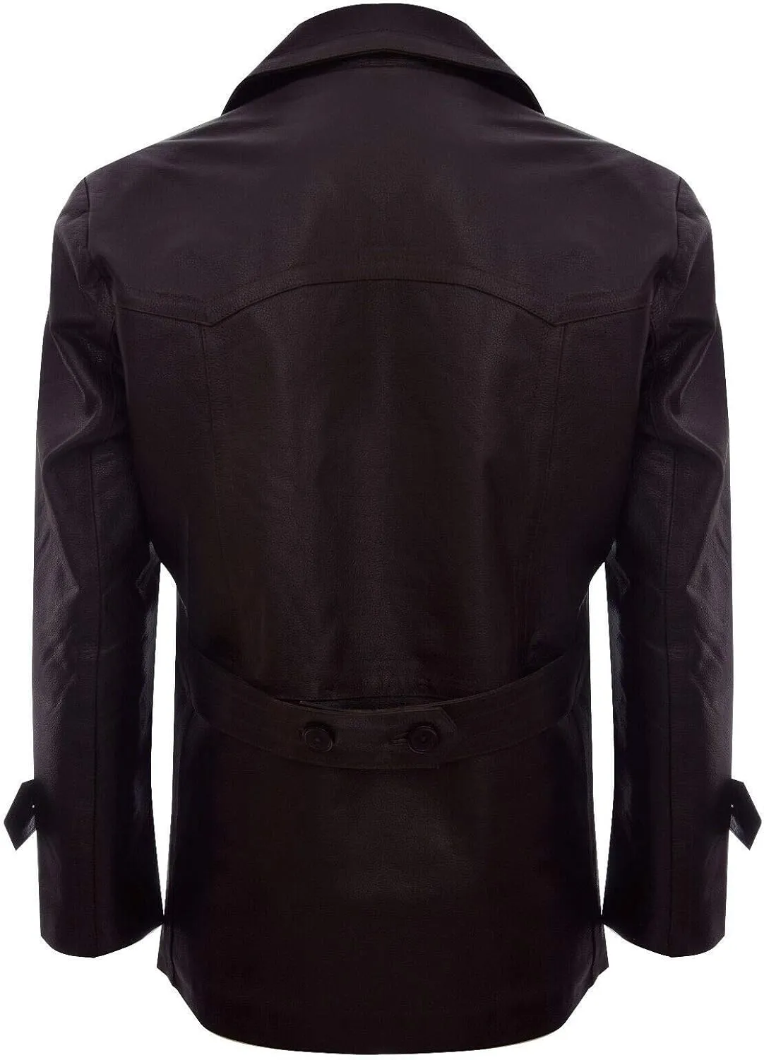 Mens Cow Hide Leather Jacket Dr Who Naval German Pea Coat
