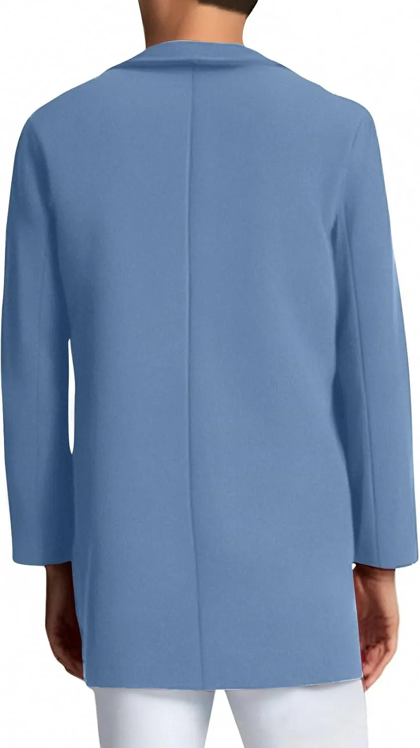 Mens Trench Coat Notched Lapel Collar Single Trench Coat Winter Wool Blend Slim Fit Peacoat Plus Size Overcoat