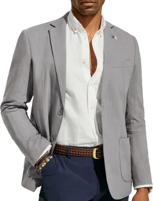 PJ PAUL JONES Mens Blazer Casual Cotton-Linen Sport Coat Lightweight 2 Button Unlined Suit Jackets