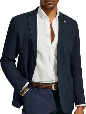 PJ PAUL JONES Mens Blazer Casual Cotton-Linen Sport Coat Lightweight 2 Button Unlined Suit Jackets