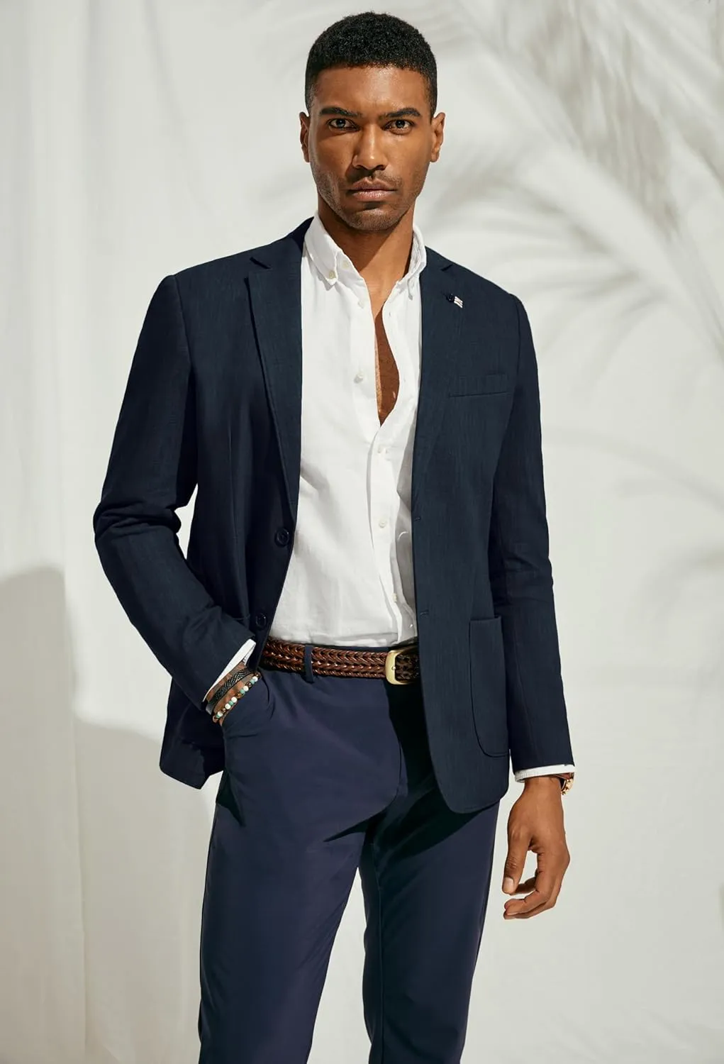 PJ PAUL JONES Mens Blazer Casual Cotton-Linen Sport Coat Lightweight 2 Button Unlined Suit Jackets