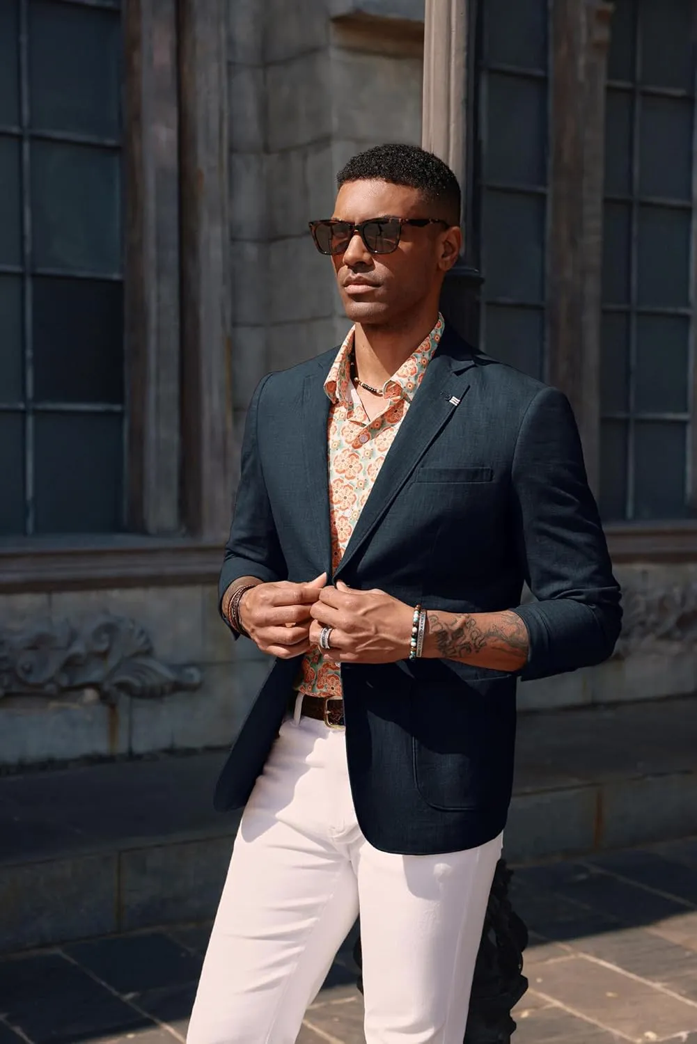 PJ PAUL JONES Mens Blazer Casual Cotton-Linen Sport Coat Lightweight 2 Button Unlined Suit Jackets