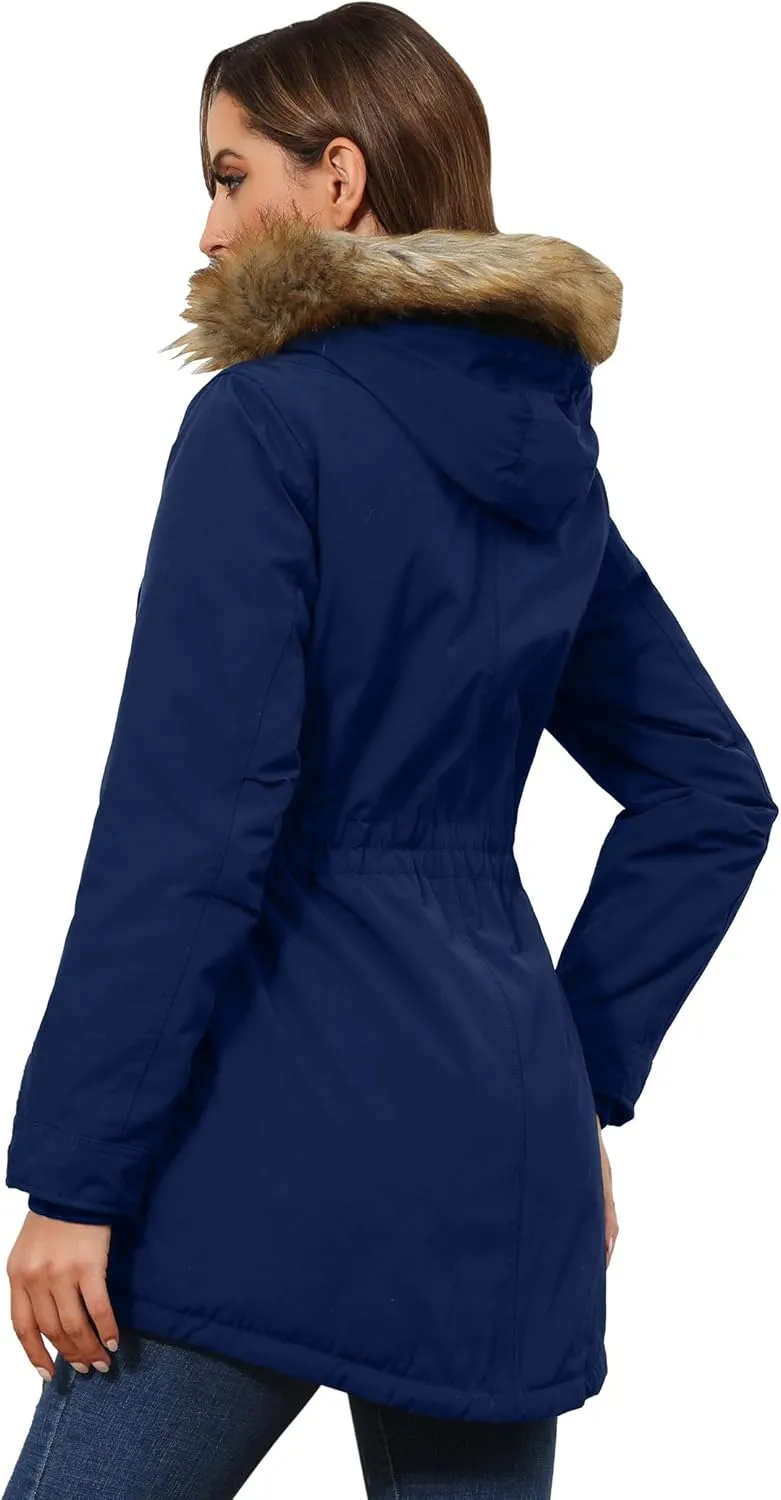 ROYAL MATRIX Women's Winter Coats Fleece Lined Parka Jacket Hooded Long Winter Warm Parka Coat with Pockets