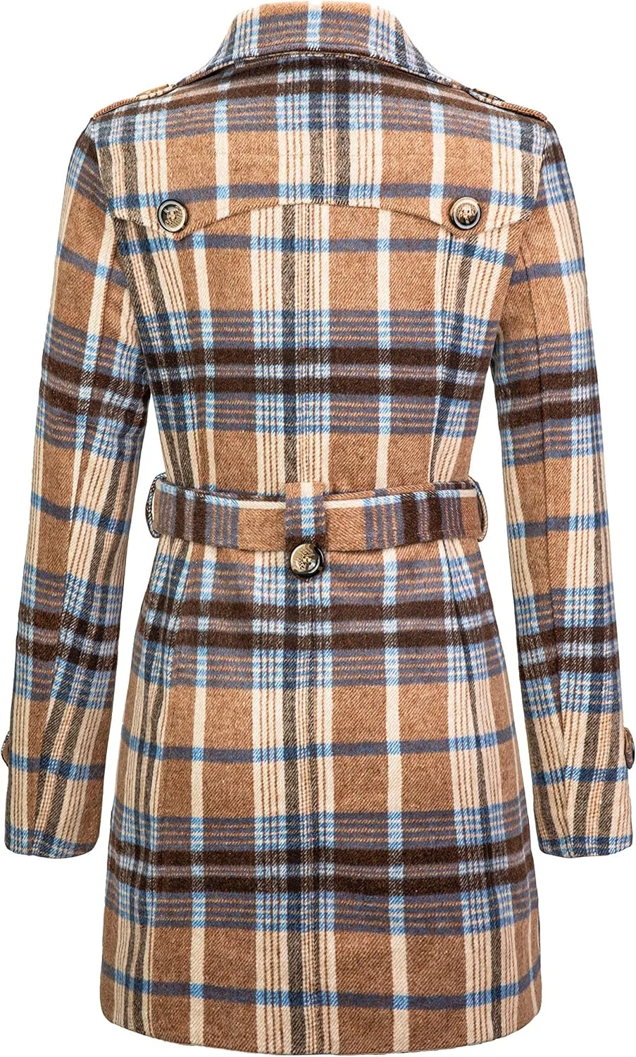 wantdo Women's Double Breasted Pea Coat Winter Mid-Long Trench Coat with Belt