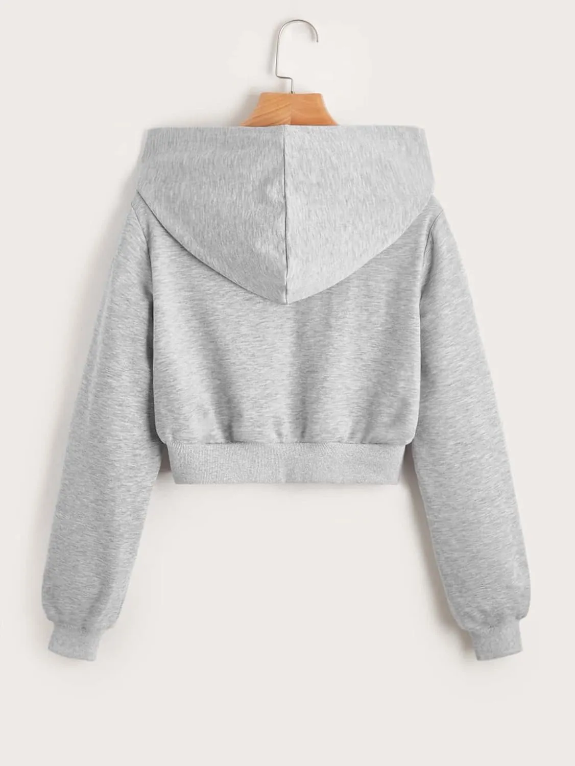 WDIRARA Girl's Zip Front Hoodie Pocket Casual Long Sleeve Sweatshirt Cropped Tops