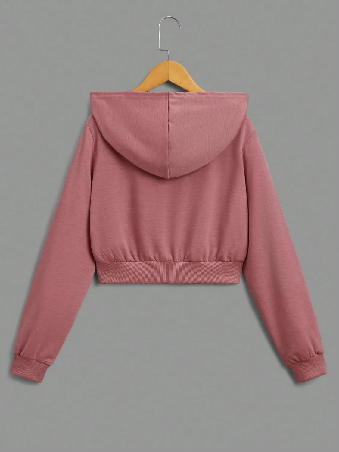 WDIRARA Girl's Zip Front Hoodie Pocket Casual Long Sleeve Sweatshirt Cropped Tops