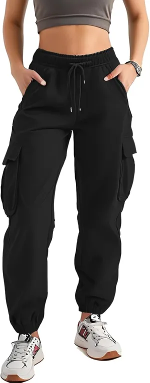 Women's Cargo Jogger Camo Pants with Pockets High Waist Slim Casual Tapered Camouflage Combat Hiking Pants