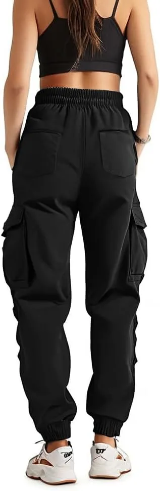Women's Cargo Jogger Camo Pants with Pockets High Waist Slim Casual Tapered Camouflage Combat Hiking Pants